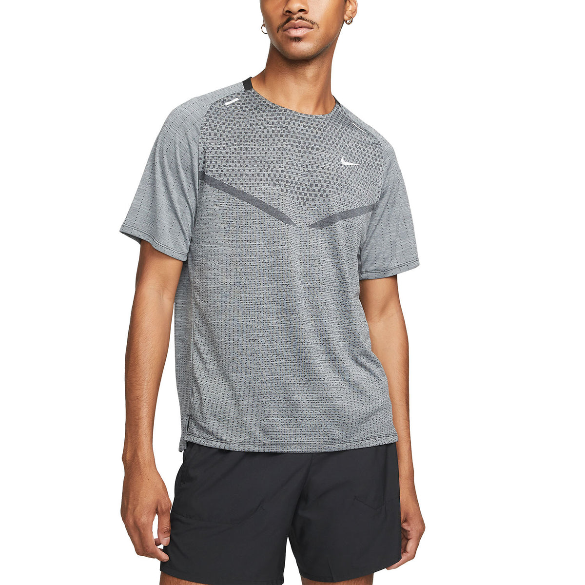 Nike Techknit Tee Mens APPAREL - Mens T-Shirts BLACK/SMOKE GREY/SILVER REFELCTIVE