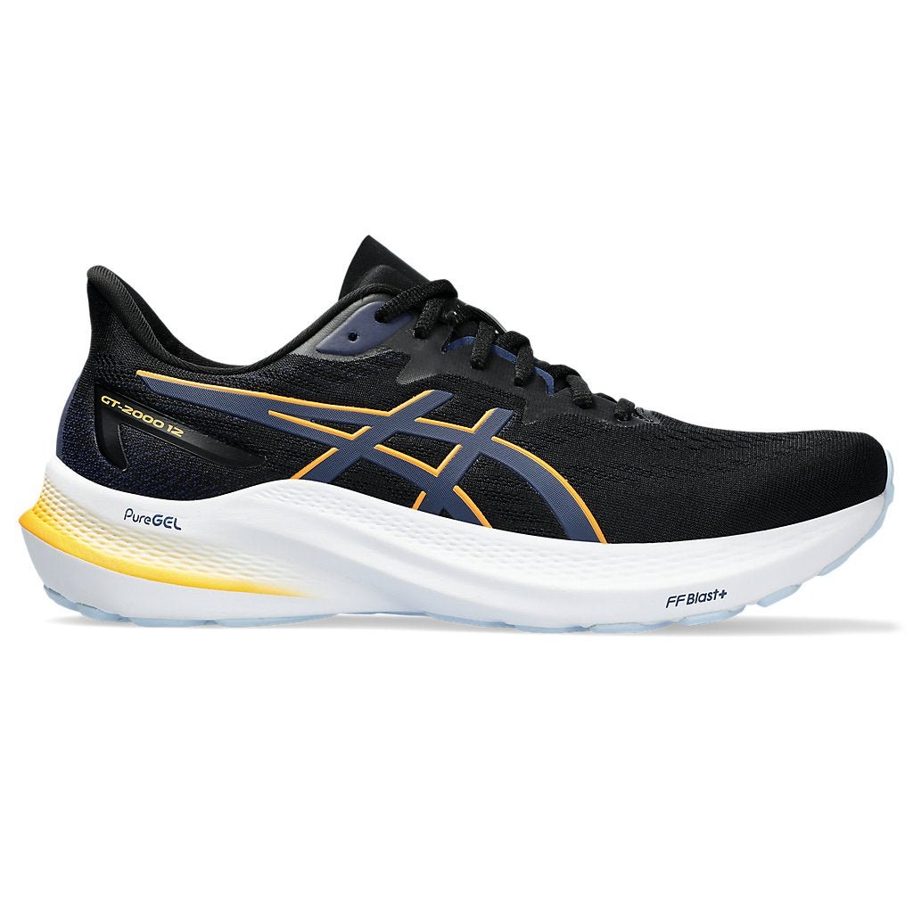 Asics GT-2000 12 Wide (2E) Mens FOOTWEAR - Mens Stability Cushioned BLACK/FELLOW YELLOW