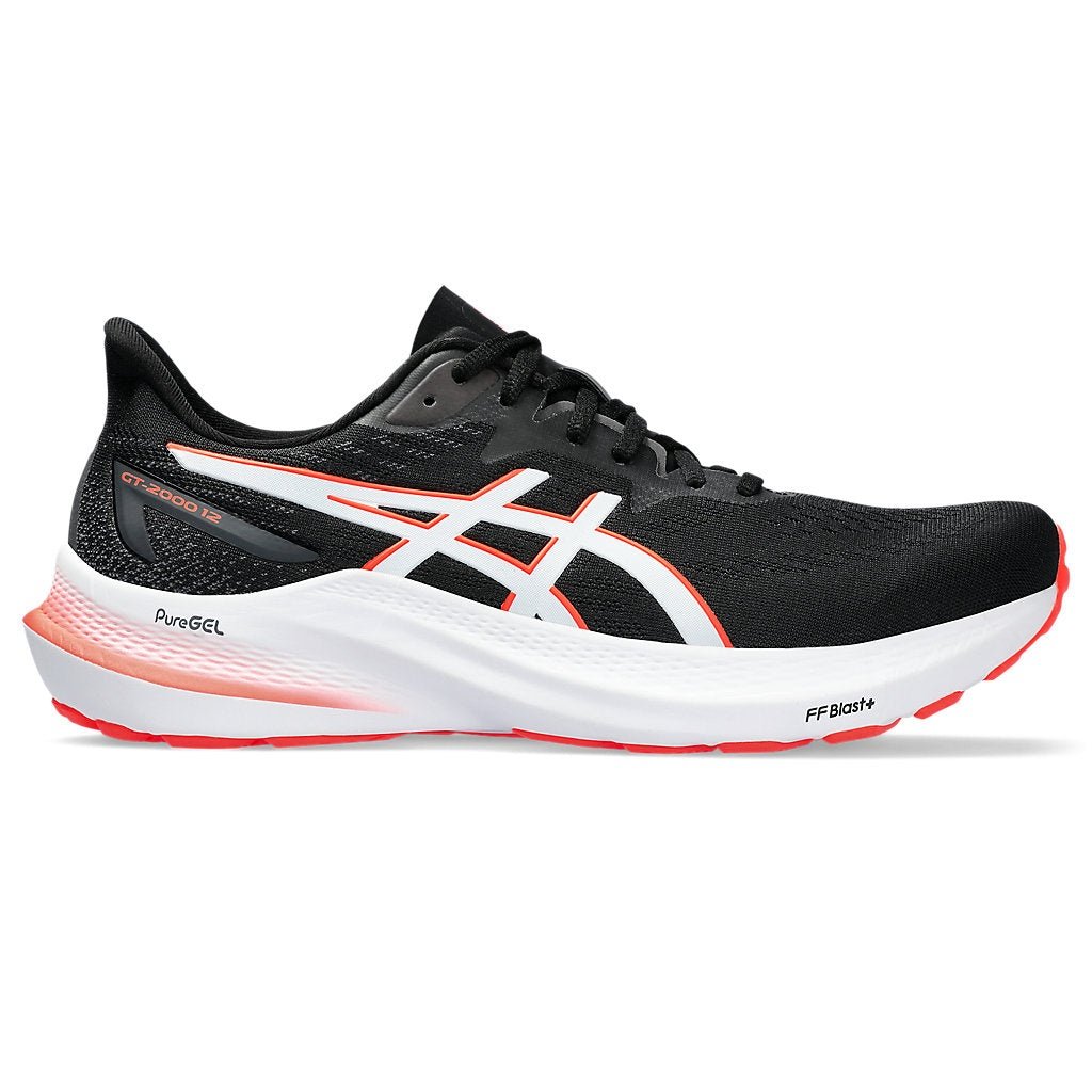 ASICS GT-2000 12 Mens FOOTWEAR - Mens Stability Cushioned BLACK/SUNRISE RED