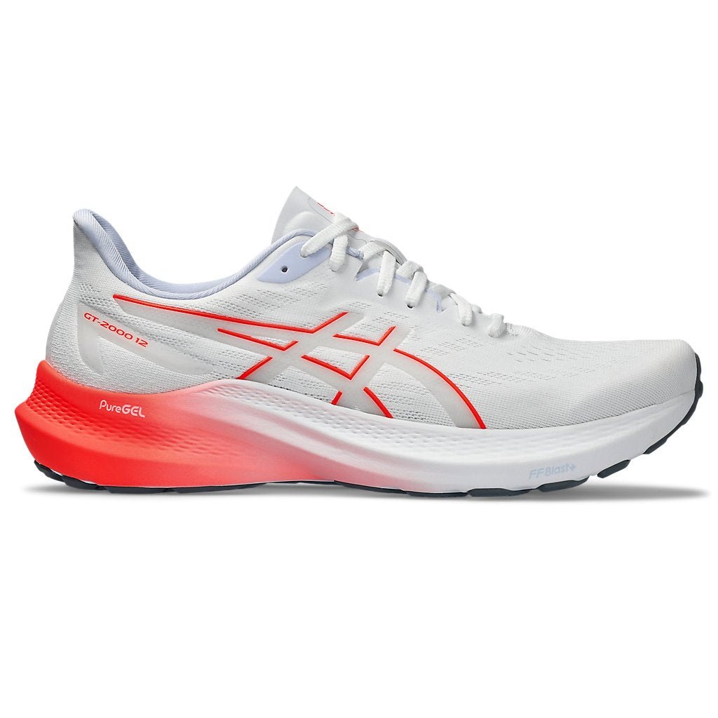 ASICS GT-2000 12 Mens FOOTWEAR - Mens Stability Cushioned WHITE/SUNRISE RED