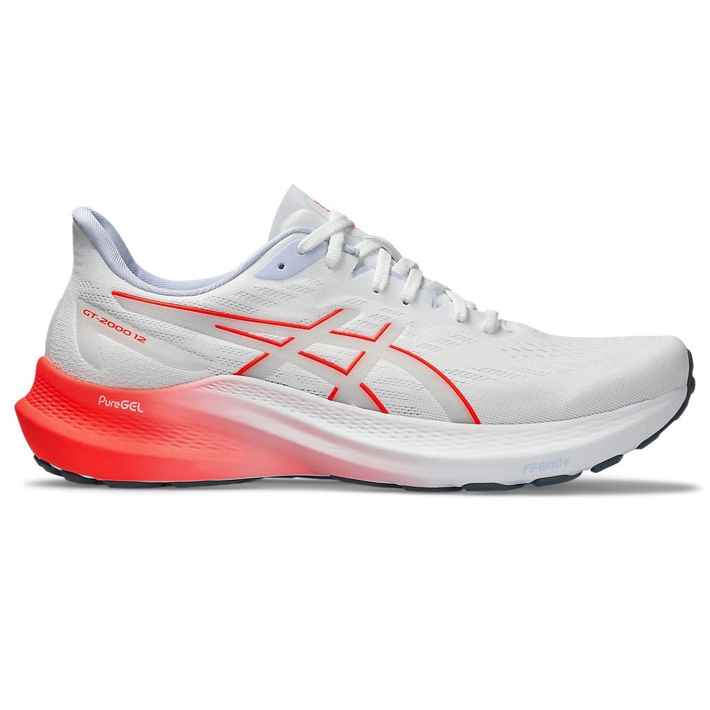Asics GT-2000 12 Mens FOOTWEAR - Mens Stability Cushioned WHITE/SUNRISE RED
