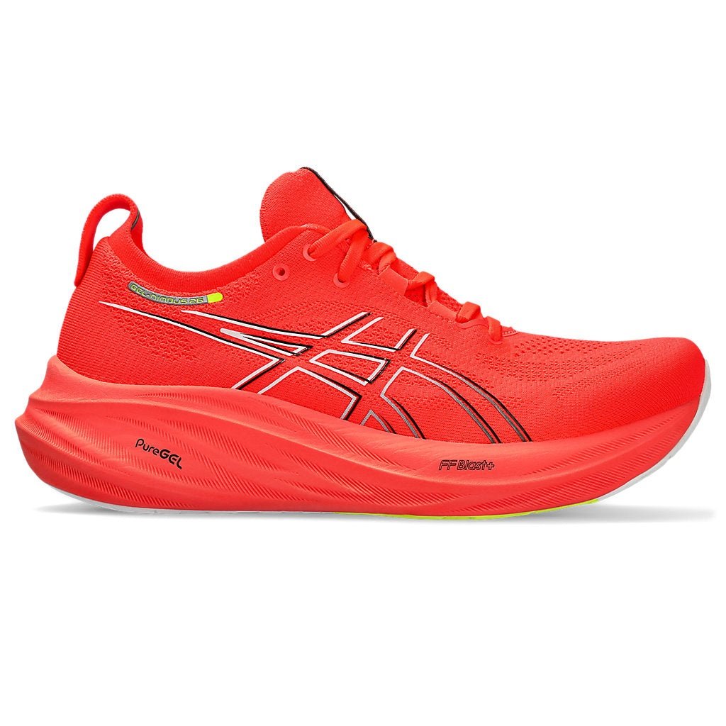 ASICS Gel-Nimbus 26 Mens FOOTWEAR - Mens Neutral Cushioned SUNRISE RED/BLACK