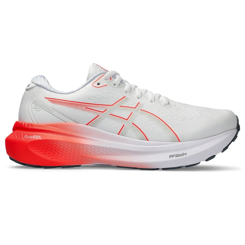 ASICS Gel-Kayano 30 Womens FOOTWEAR - Womens Stability Cushioned WHITE/SUNRISE RED