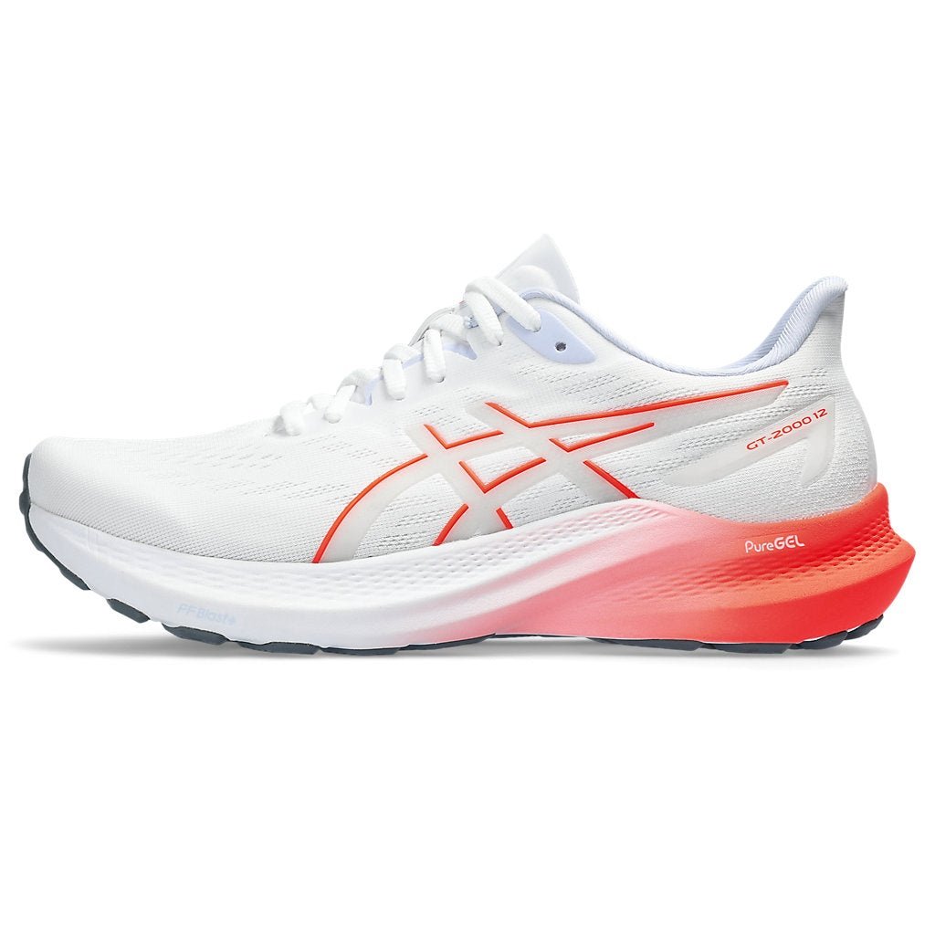 Asics GT-2000 12 Womens FOOTWEAR - Womens Stability Cushioned WHITE/SUNRISE RED