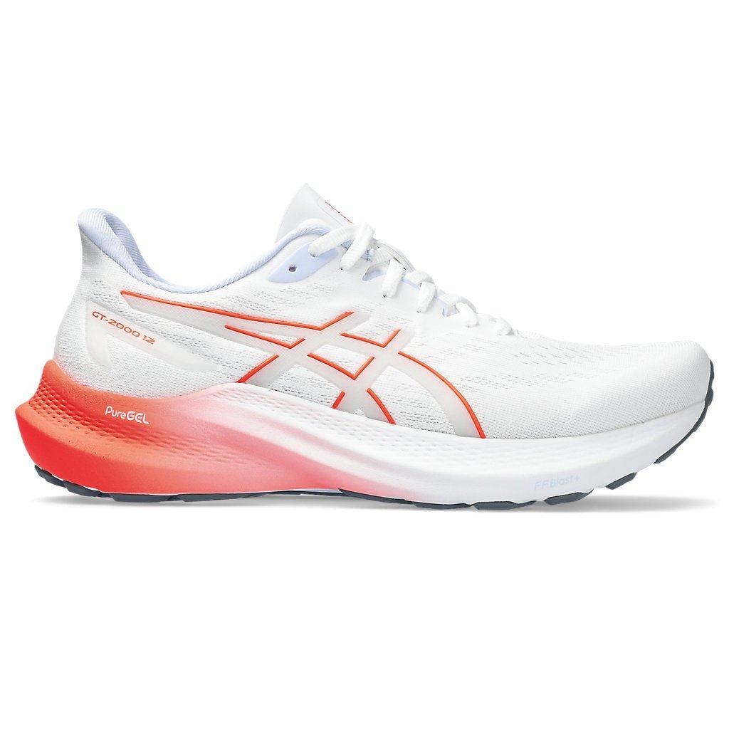 ASICS GT-2000 12 Womens FOOTWEAR - Womens Stability Cushioned WHITE/SUNRISE RED