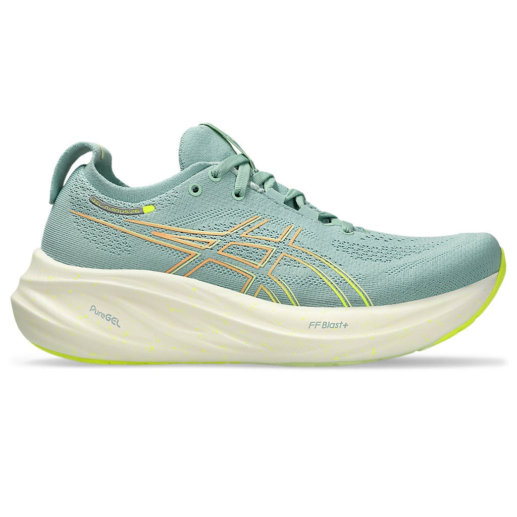 Asics Gel-Nimbus 26 Womens FOOTWEAR - Womens Neutral Cushioned LIGHT CELADON / SAFETY YELLOW