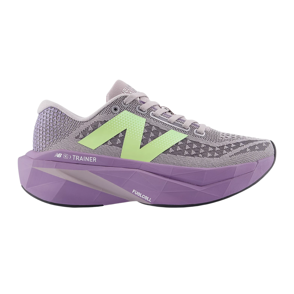 NEW BALANCE FuelCell SuperComp Trainer v3 Womens FOOTWEAR - Womens Carbon Plate TRUFFLE SALT/CANDIED VIOLET