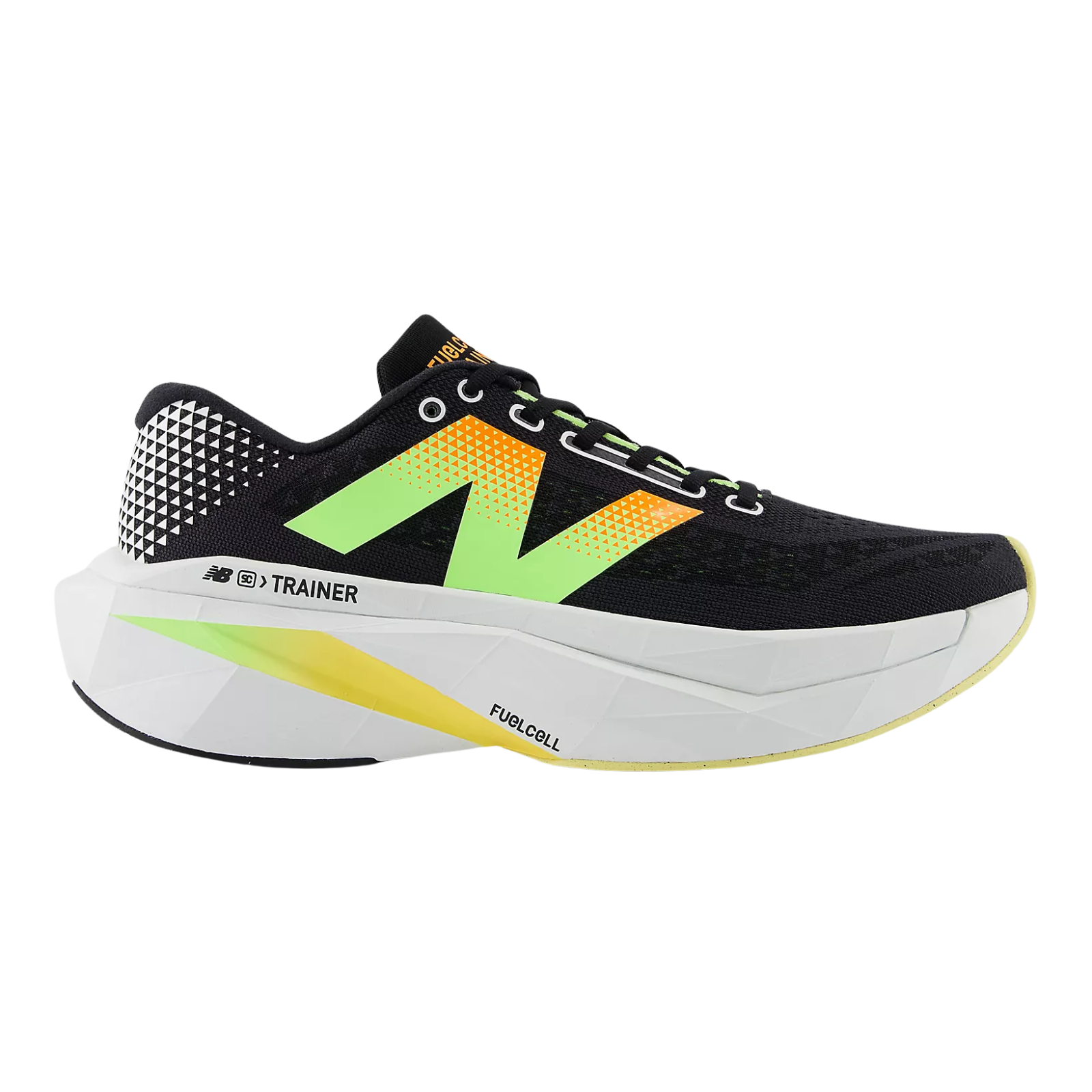 NEW BALANCE FuelCell SuperComp Trainer v3 Mens FOOTWEAR - Mens Carbon Plate BLACK WITH PHANTOM AND BLEACHED LIME GLOW