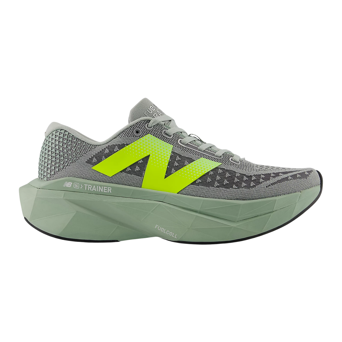 NEW BALANCE FuelCell SuperComp Trainer v3 Mens FOOTWEAR - Mens Carbon Plate MOSAIC GREEN/LONE STAR GREY