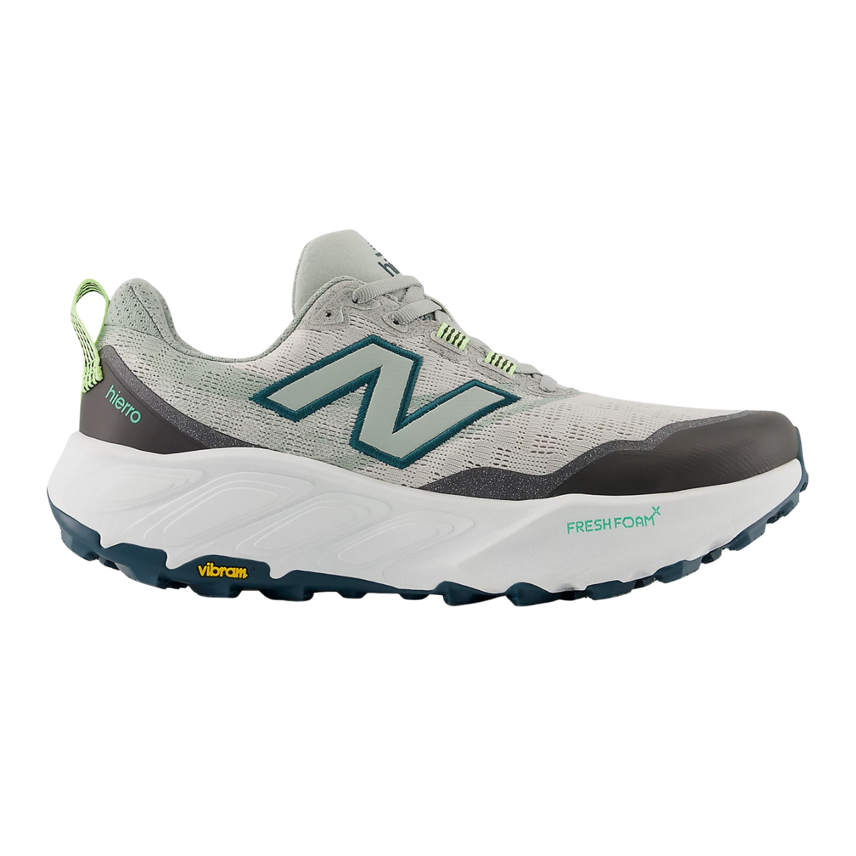 NEW BALANCE Fresh Foam X Hierro v9 Mens FOOTWEAR - Mens Trail GREY MATTER WITH MEDUSA GREEN