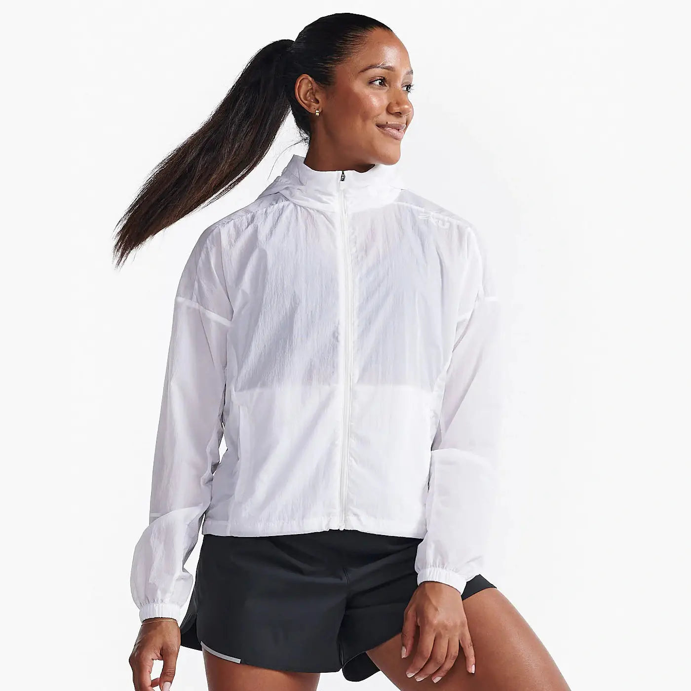 2XU Aero Windbreaker Womens APPAREL - Womens Jackets WHITE/HARBOUR MIST