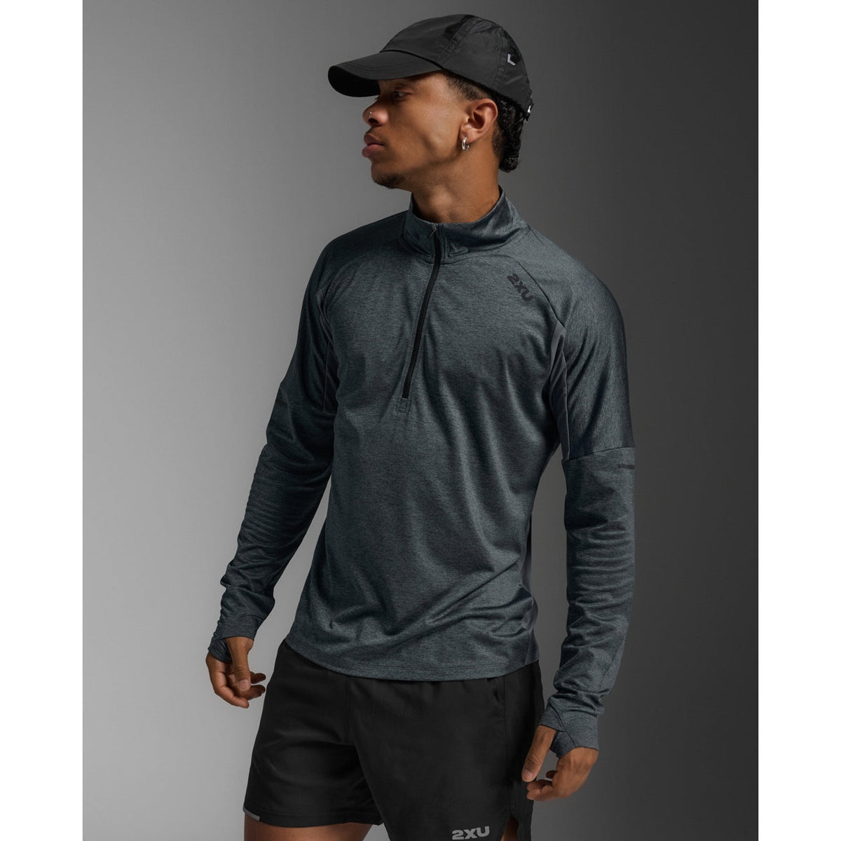2XU Aero 1/2 Zip Mens APPAREL - Mens Long Sleeve Tops DARK SAGE/BLACK REFLECTIVE