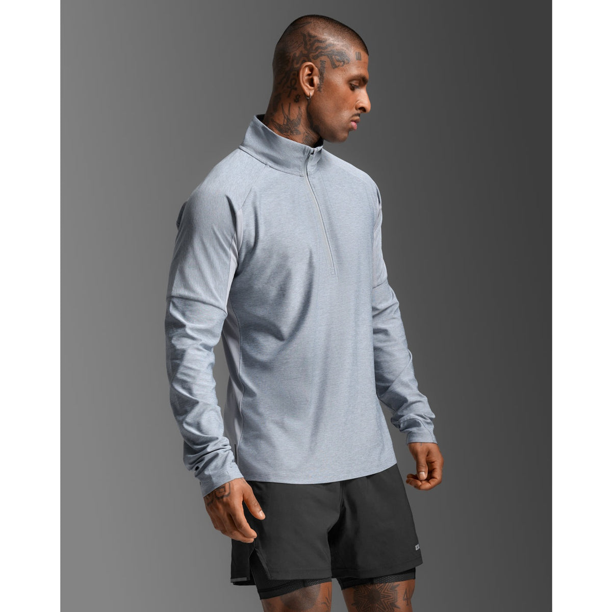 2XU Aero 1/2 Zip Mens APPAREL - Mens Long Sleeve Tops WEATHERVANE/BLACK REFLECTIVE