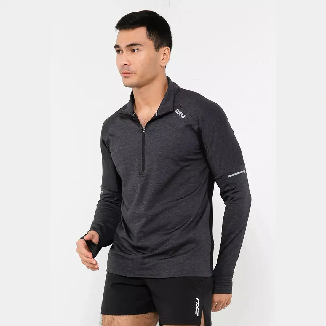 2XU Aero 1/2 Zip Mens APPAREL - Mens Long Sleeve Tops BLACK/SILVER REFLECTIVE