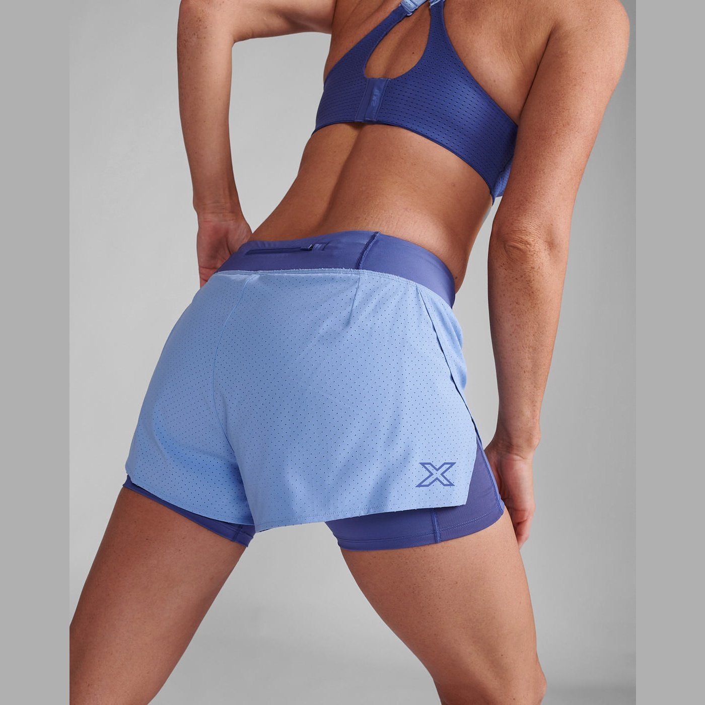 2XU Aero 2-in-1 4 Inch Short Women APPAREL - Womens Shorts HYDRANGEA/MARLIN