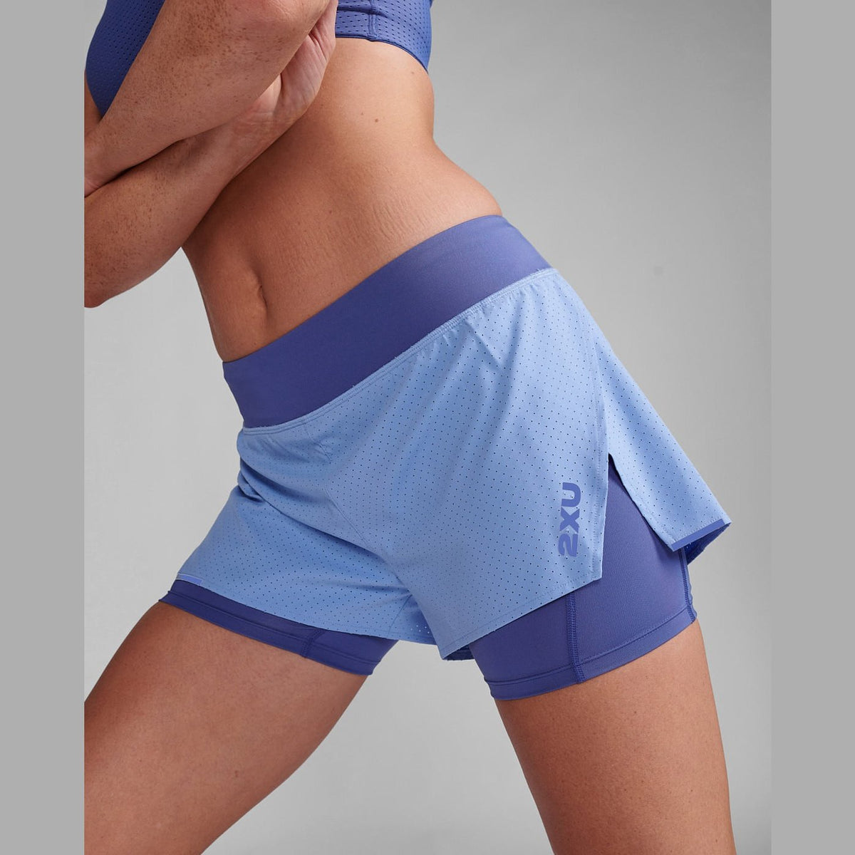 2XU Aero 2-in-1 4 Inch Short Women APPAREL - Womens Shorts HYDRANGEA/MARLIN