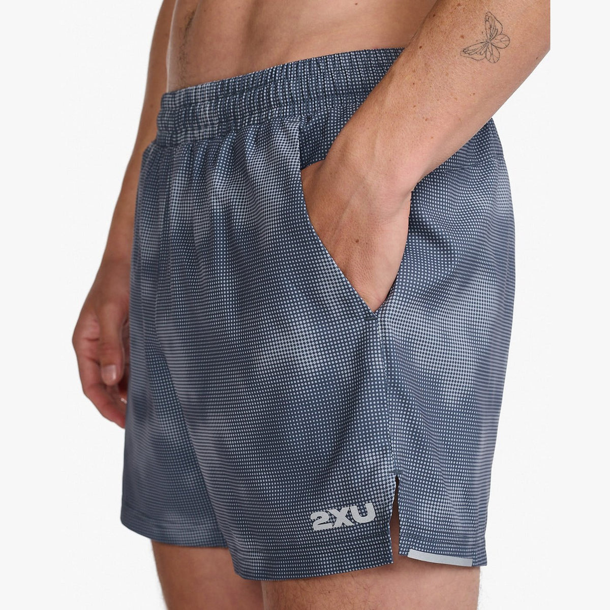 2XU Aero 5 Inch Shorts Mens APPAREL - Mens Shorts HALF TONE CAMO TURBO/SILVER RELECTIVE