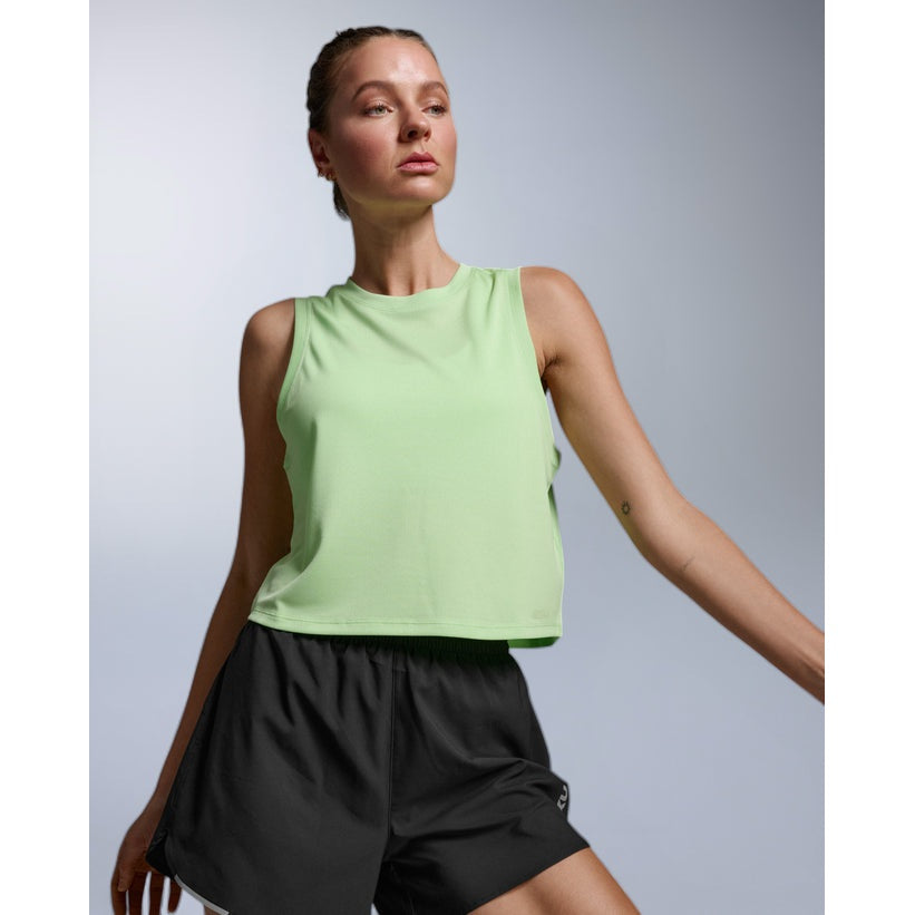 2XU Aero Crop Tank Womens APPAREL - Womens Crops LIME ZEST/LIME ZEST REFLECTIVE