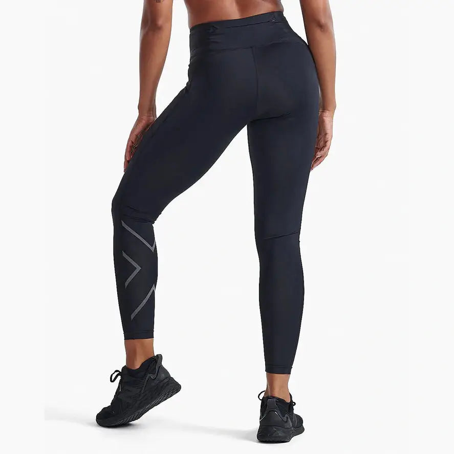 2XU Aero Hi-Rise Comp Tights Womens APPAREL - Womens Compression Tights BLACK/BLACK REFLECTIVE
