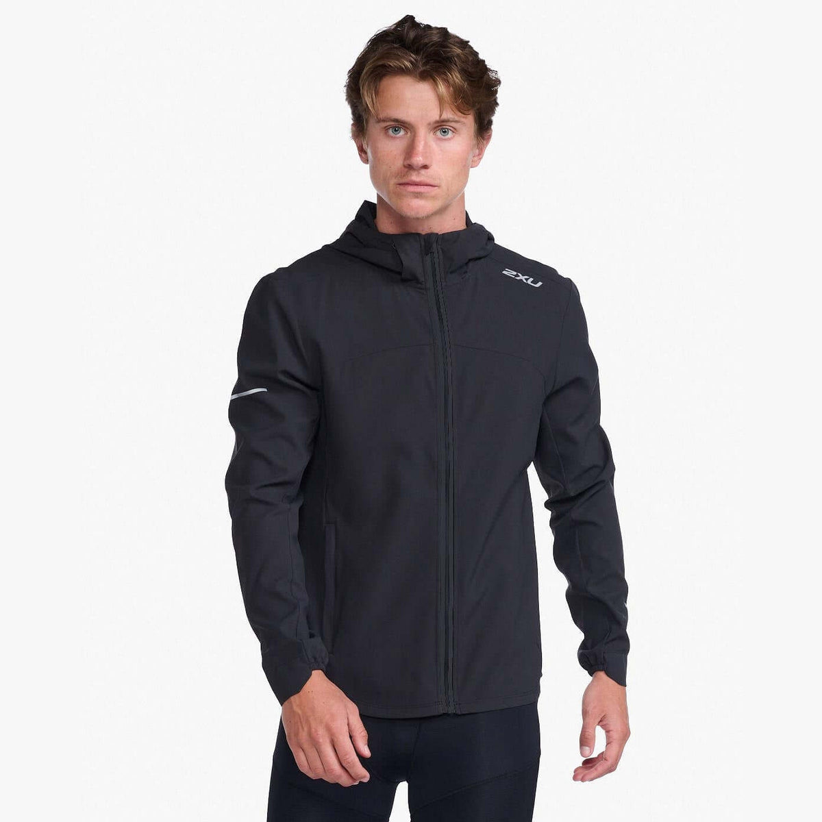 2XU Aero Jacket Mens APPAREL - Mens Jackets BLACKK/SILVER REFLECTIVE