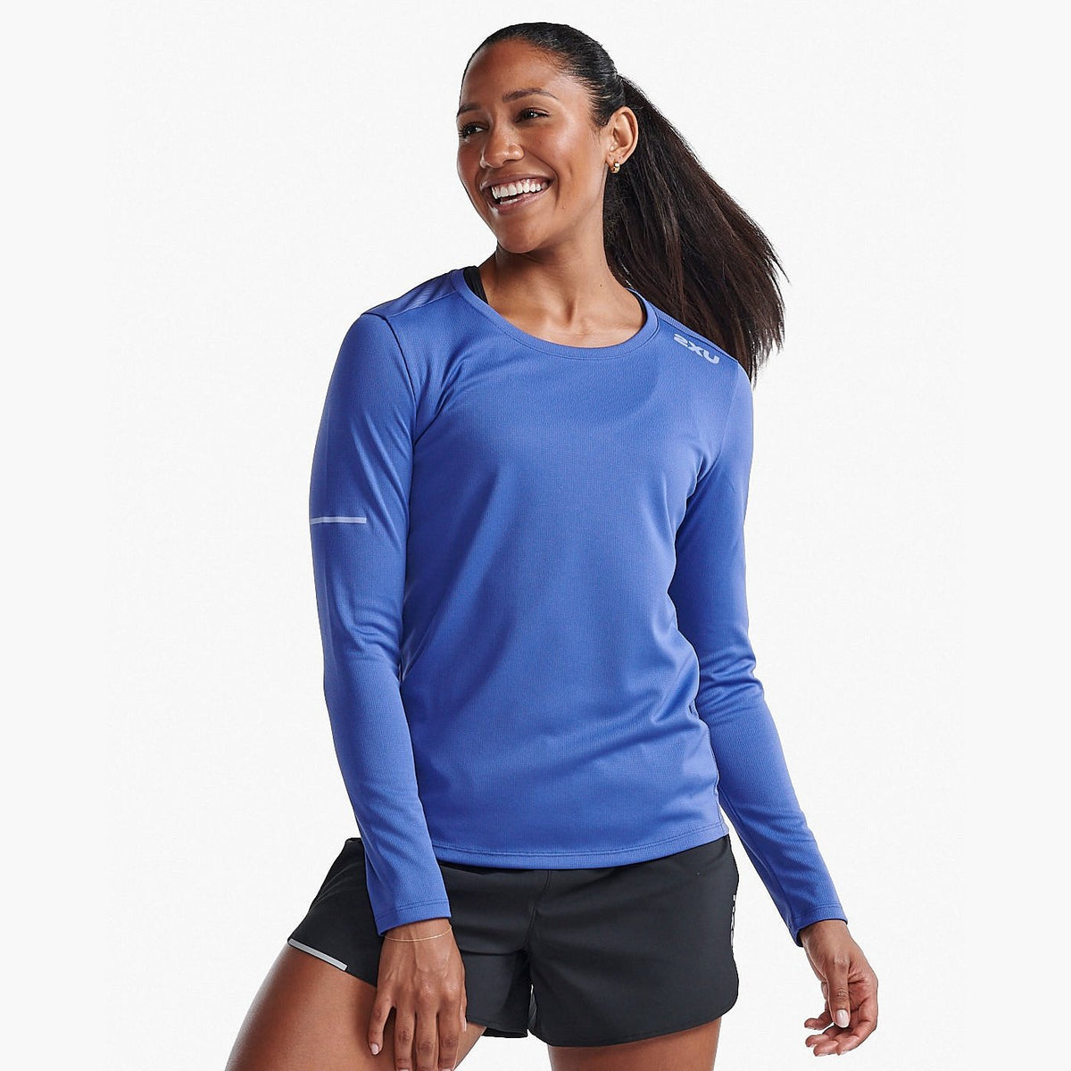 2XU Aero L/S Tee Womens APPAREL - Womens Long Sleeve Tops MARLIN/HYDRANGEA REFLECTIVE