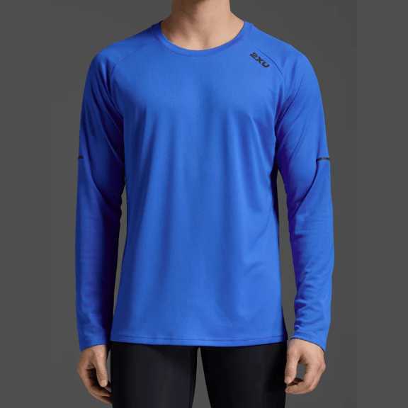 2XU Aero Long Sleeve Mens APPAREL - Mens Long Sleeve Tops NEBULA / BLACK REFLECTIVE