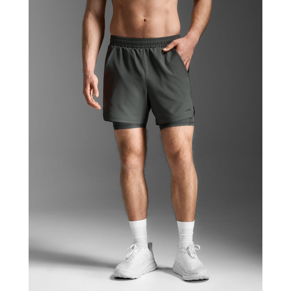 2XU Aero Mesh 2-in-1 5 Inch Short Mens APPAREL - Mens Shorts JUPITER/BLACK REFLECTIVE