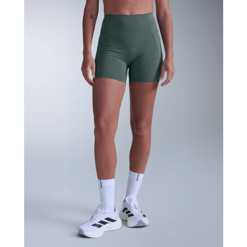 2XU Aero Mesh Hi-Rise Compression 4" Shorts Womens APPAREL - Womens Shorts OLIVE LEAF/OLIVE LEAF REFLECT