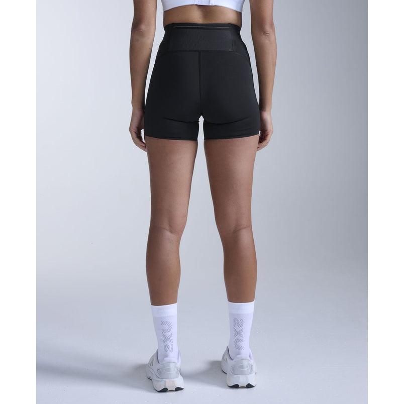 2XU Aero Mesh Hi-Rise Compression 4" Shorts Womens APPAREL - Womens Shorts BLACK/SILVER REFLECTIVE