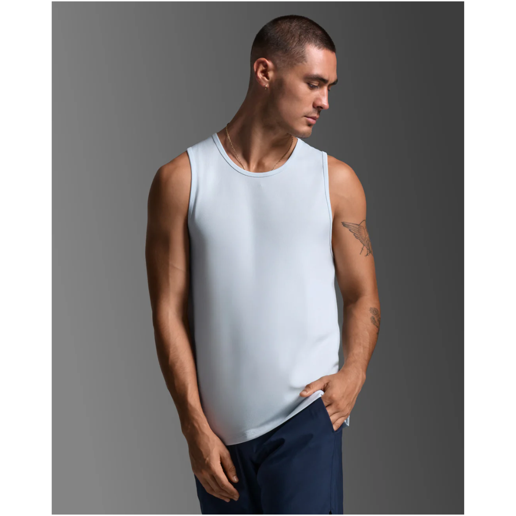 2XU Aero Mesh Tank Mens APPAREL - Mens Singlets MOONSTONE/BLACK REFLECTIVE