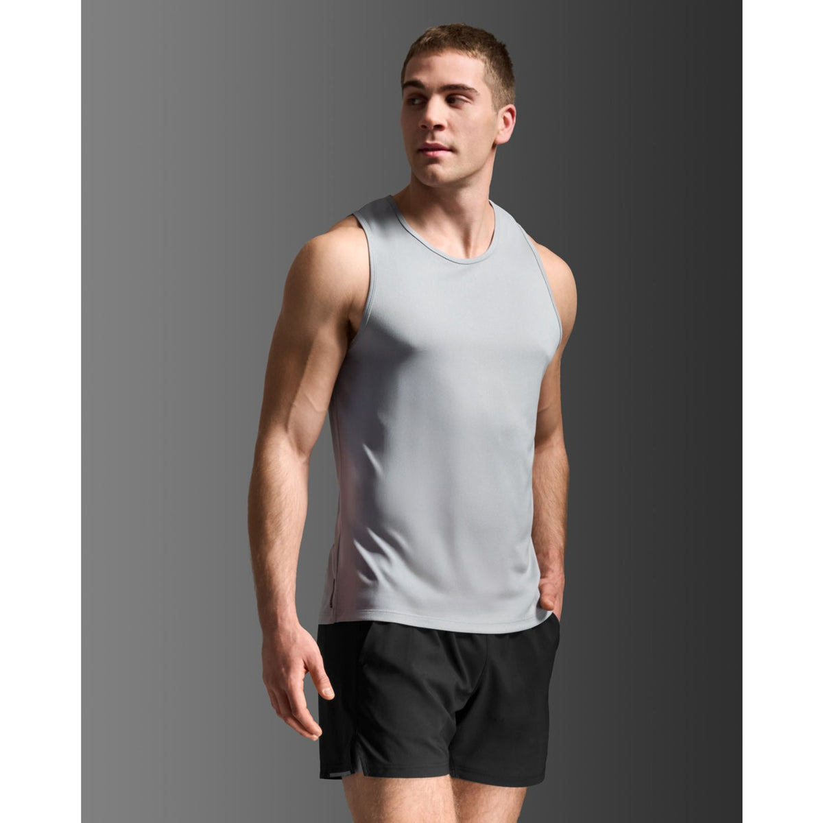 2XU Aero Mesh Tank Men's APPAREL - Mens Singlets WEATHERVANE MARBLE/BLK REFLECT