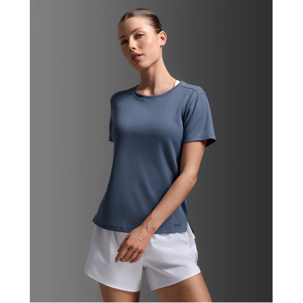 2XU Aero Mesh Tee Womens APPAREL - Womens T-Shirts INDIGO/INDIGO REFLECTIVE