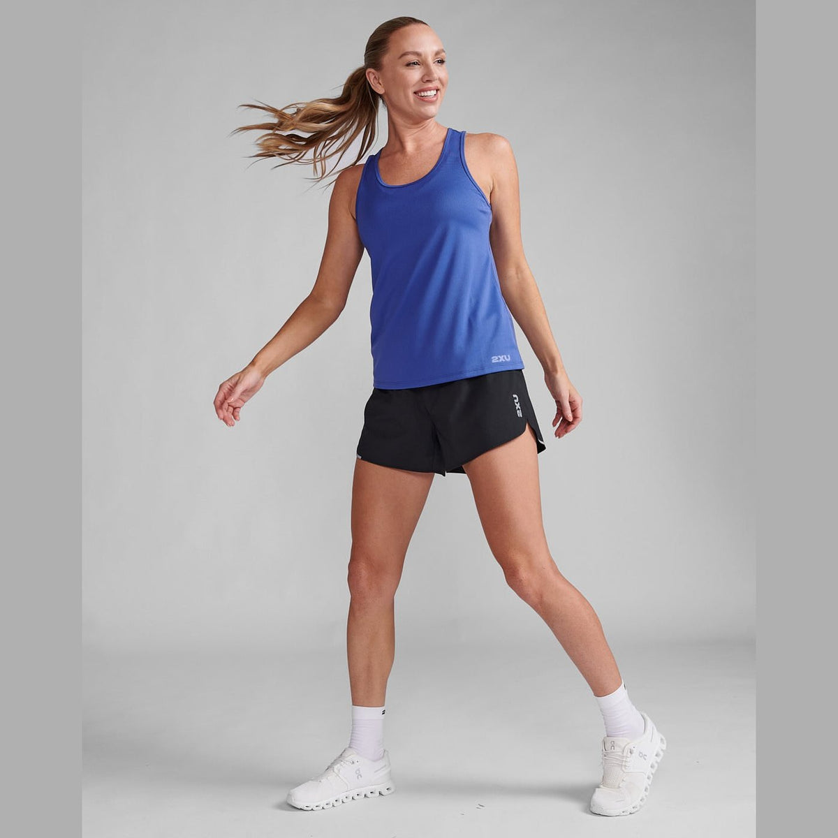 2XU Aero Singlet Womens APPAREL - Womens Tanks MARLIN/HYDRANGEA REFLECTIVE