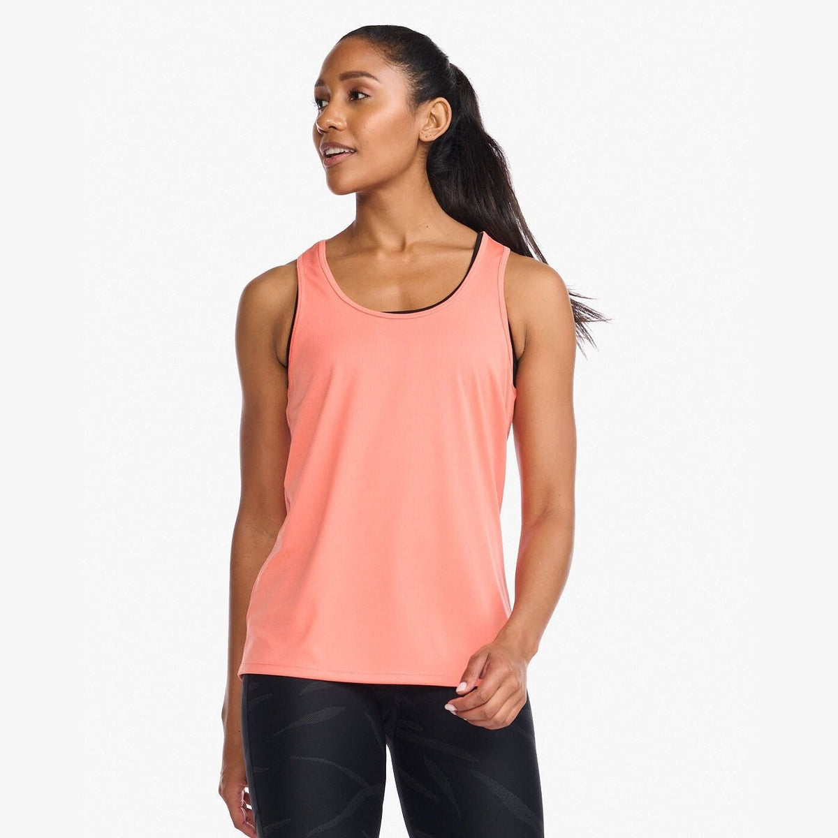 2XU Aero Singlet Womens APPAREL - Womens Tanks HYPER CORAL/WHITE REFLECTIVE