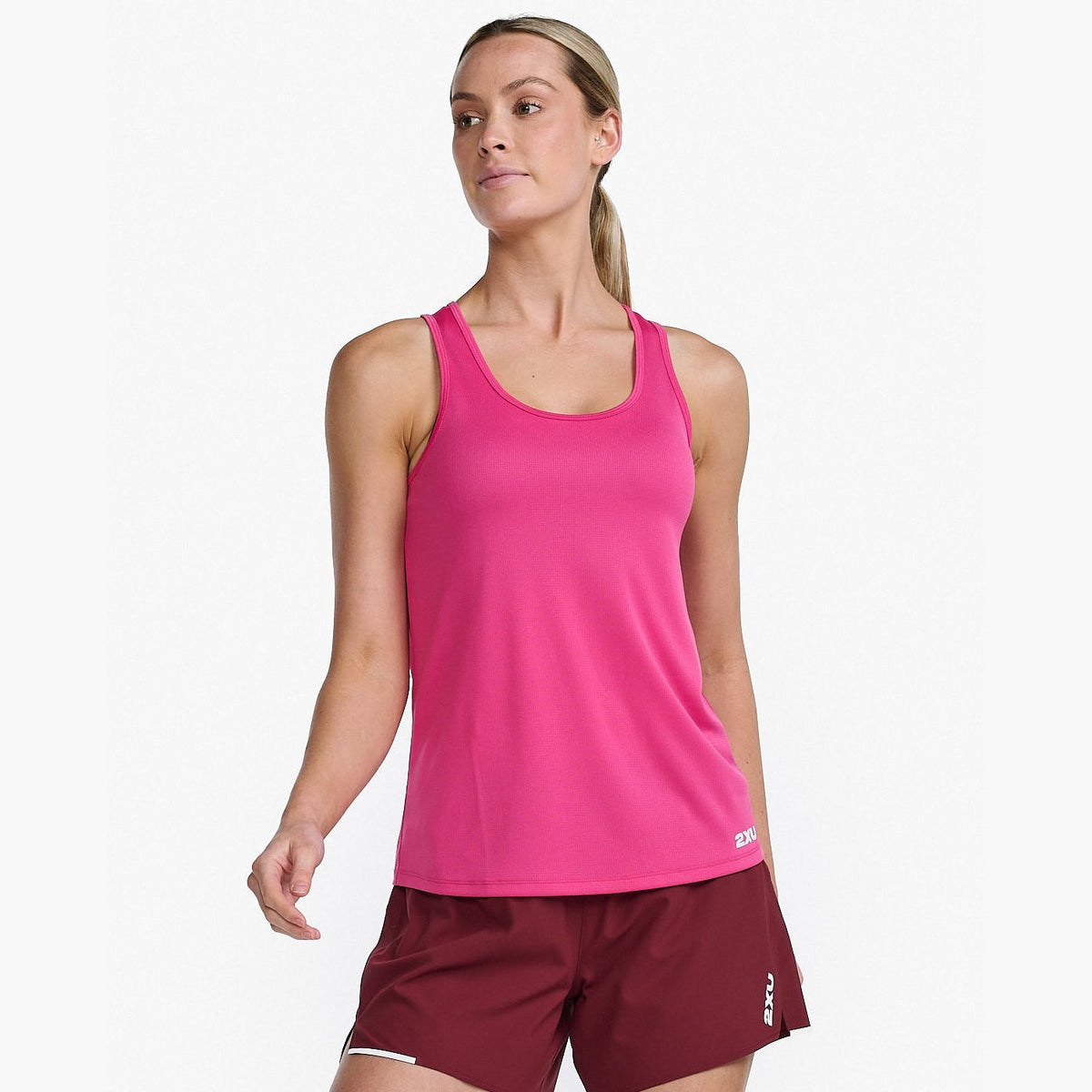 2XU Aero Singlet Womens APPAREL - Womens Tanks FUCHSIA/WHITE REFLECTIVE