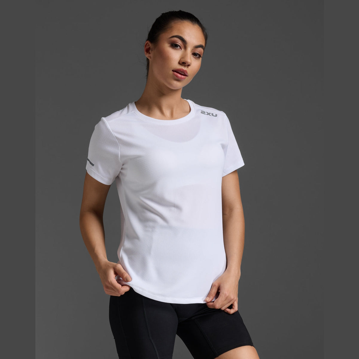 2XU Aero Tee Womens APPAREL - Womens T-Shirts WHITE/SILVER REFLECTIVE