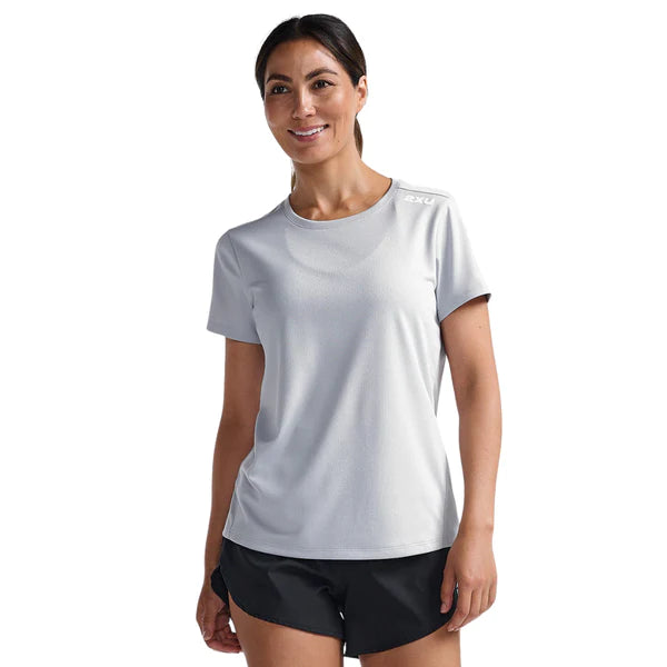 2XU Aero Tee Womens APPAREL - Womens T-Shirts HARBOR MIST/WHITE