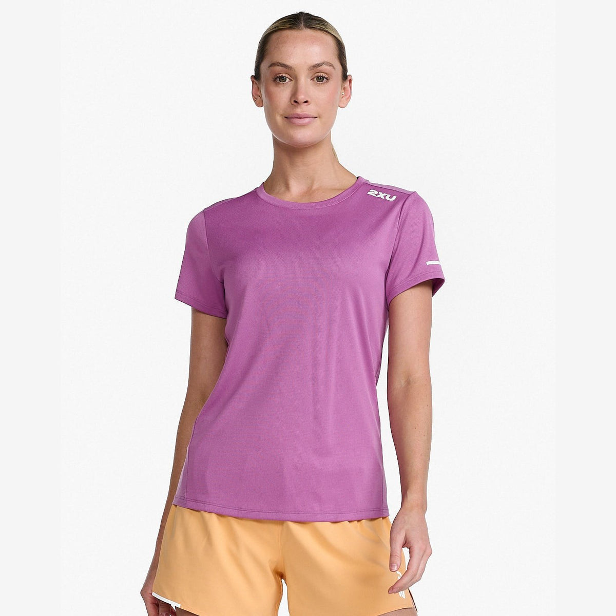 2XU Aero Tee Womens APPAREL - Womens T-Shirts MAUVE/WHITE REFLECTIVE