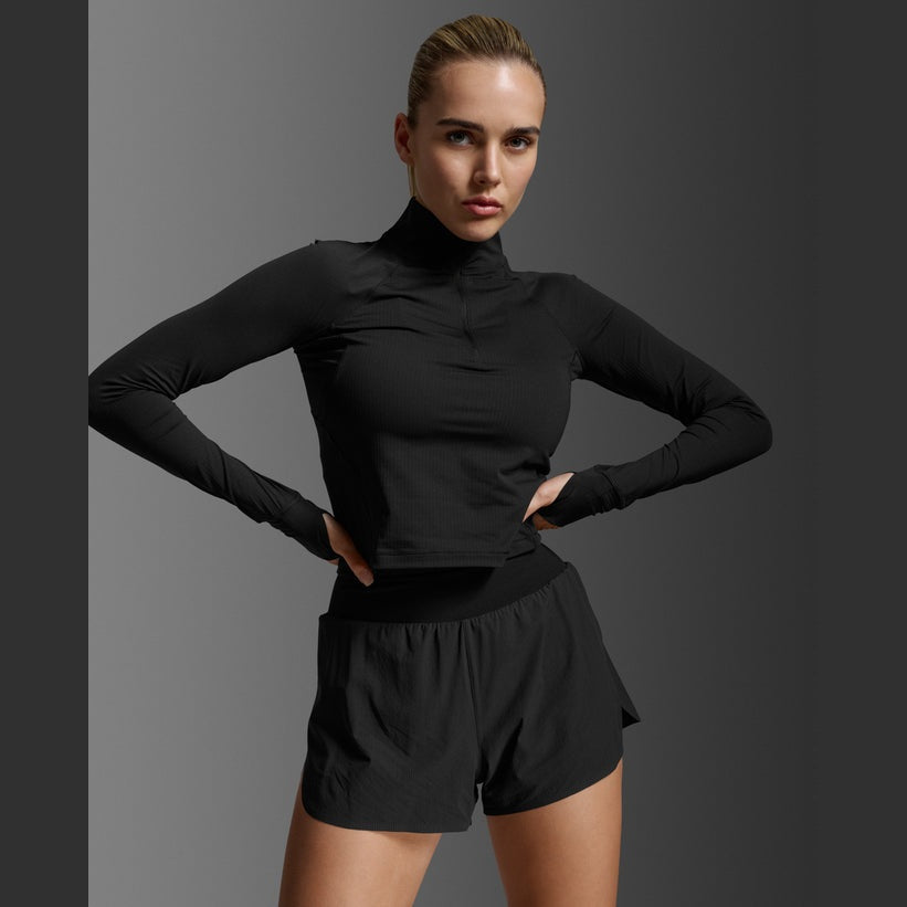 2XU Aero Waffle 1/2 Zip Womens APPAREL - Womens Long Sleeve Tops BLACK/SILVER REFLECTIVE