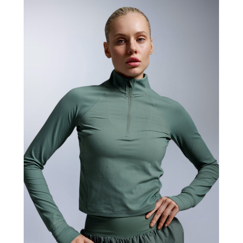 2XU Aero Waffle 1/2 Zip Womens APPAREL - Womens Long Sleeve Tops OLIVE LEAF/OLIVE LEAF REFLECT