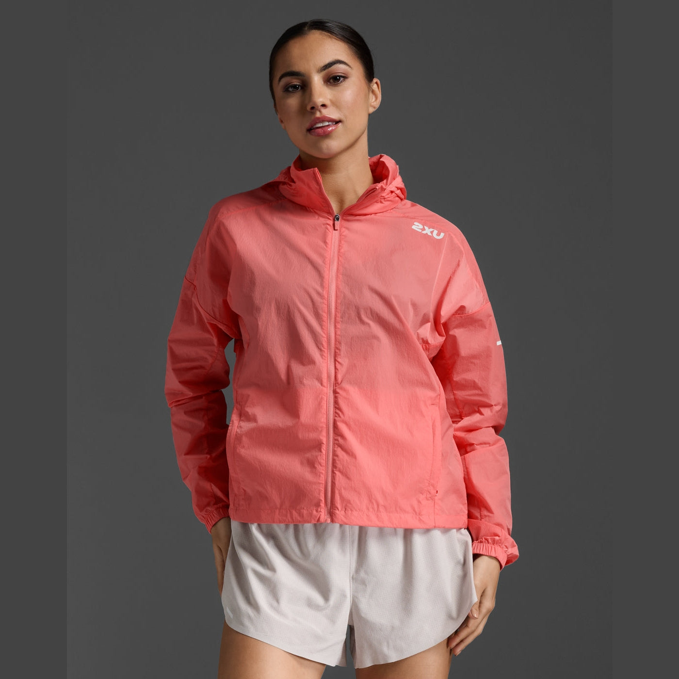 2XU Aero Windbreaker Womens APPAREL - Womens Jackets PINK GLOW/WHITE REFLECTIVE