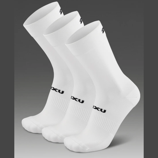 2XU Crew Socks 3 Pack Unisex GEAR - Socks WHITE/BLACK