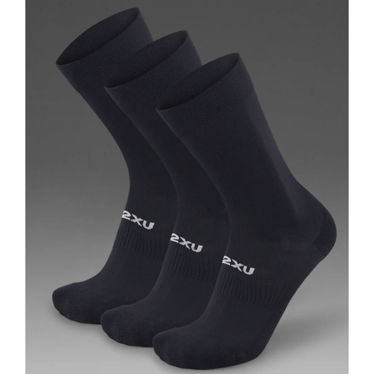 2XU Crew Socks 3 Pack Unisex GEAR - Socks BLACK/WHITE