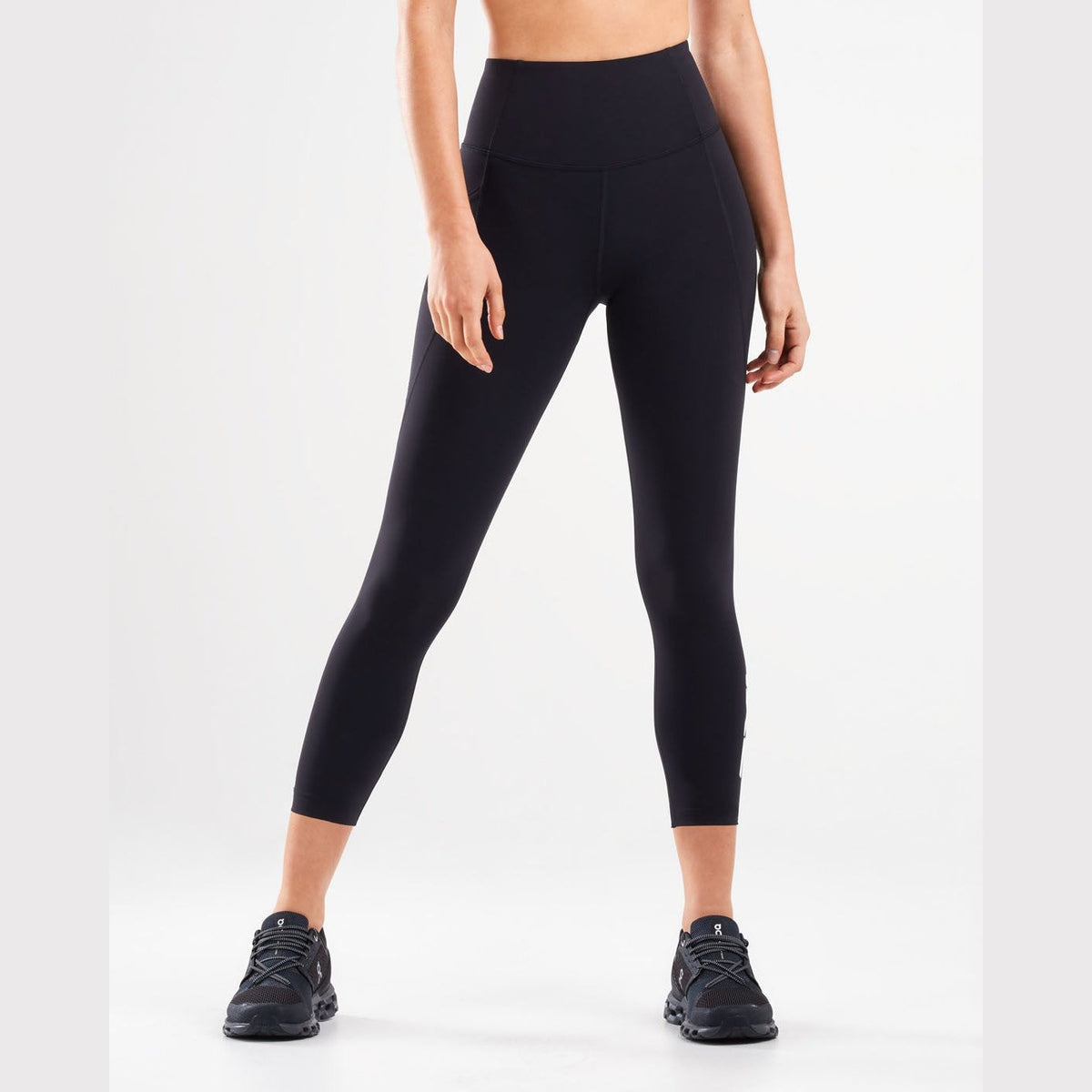 2XU Form Stash Hi-Rise Comp 7/8 Womens APPAREL - Womens Tights BLACK/WHITE REFLECTIVE