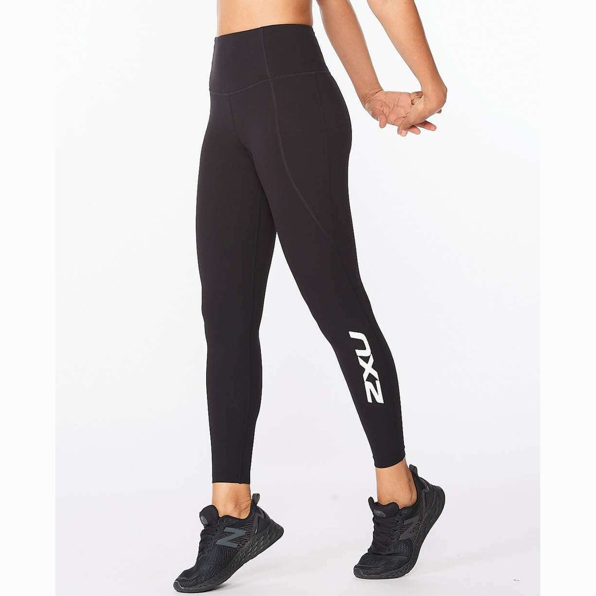 2XU Form Stash Hi-Rise Comp Tights Womens APPAREL - Womens Tights BLACK/WHITE REFLECTIVE