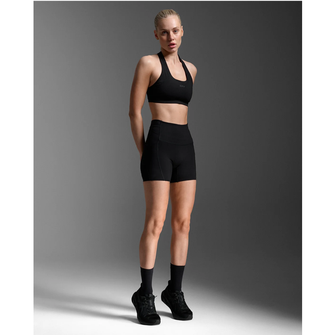 2XU Form Stash Hi-Rise Compression 4 Inch Shorts Womens APPAREL - Womens Compression Tights BLACK/ BLACK