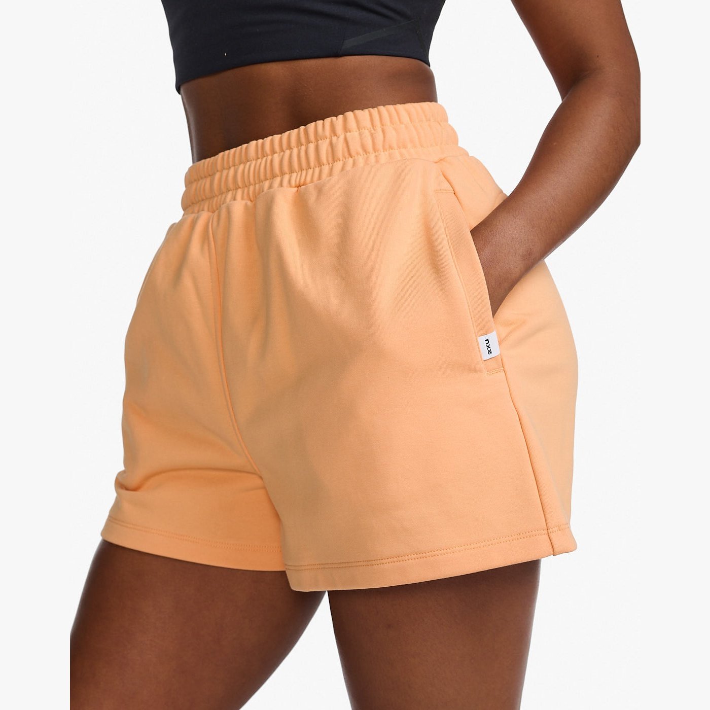 2XU French Terry Short Womens APPAREL - Womens Shorts PEACH/WHITE
