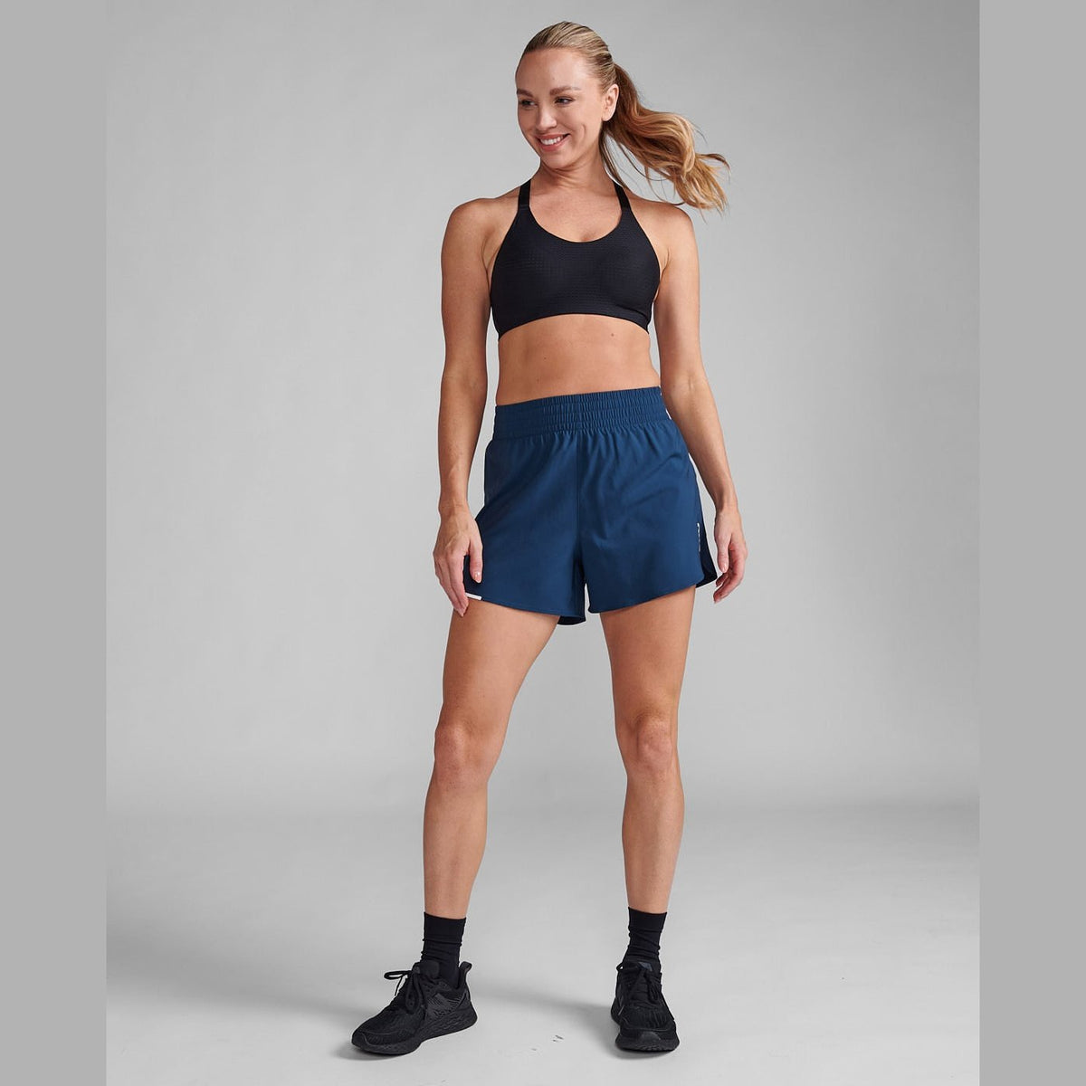 2XU Hi-Rise Aero 4 Inch Short Womens APPAREL - Womens Shorts MOONLIGHT/WHITE REFLECTIVE