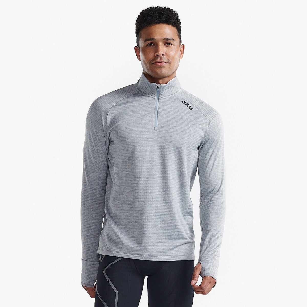 2XU Ignition 1/4 Zip Mens APPAREL - Mens Long Sleeve Tops WEATHERVANE/BLACK REFLECTIVE