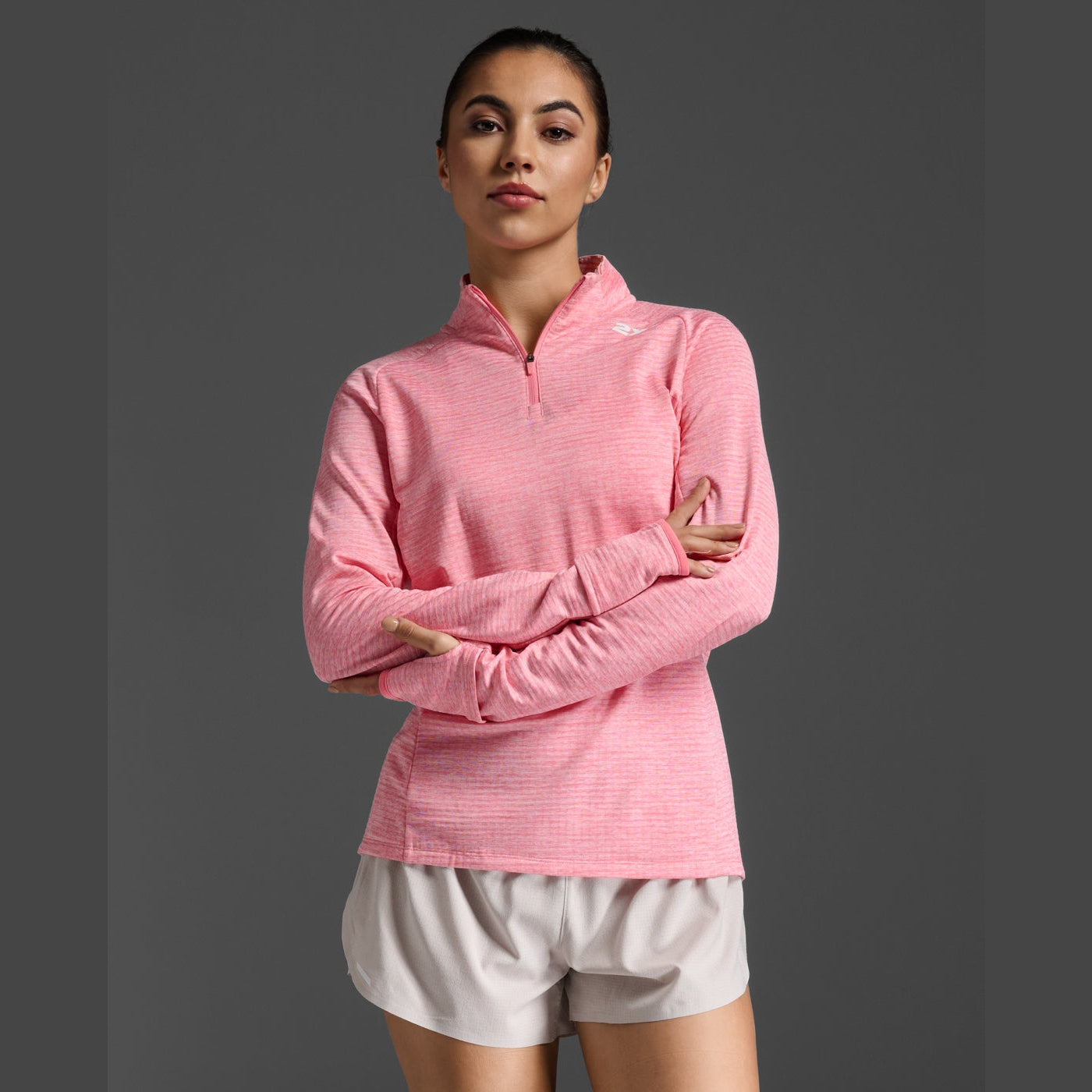 2XU Ignition 1/4 Zip Womens APPAREL - Womens Long Sleeve Tops PINK GLOW/WHITE REFLECTIVE